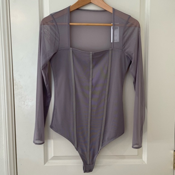 Abercrombie & Fitch Tops - NWT Abercrombie&fitch Taupe Mesh Bodysuit